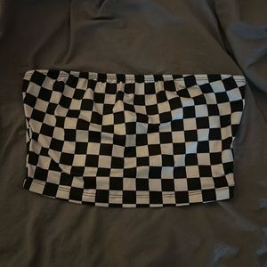 checkered xs tube top